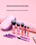 كريستال وردي — طقم 10 فراشي مكياج مع حقيبة